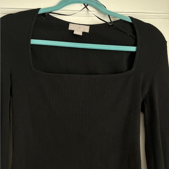 H&M Black Ribbed square neck Knit Top - Picture 3 of 5